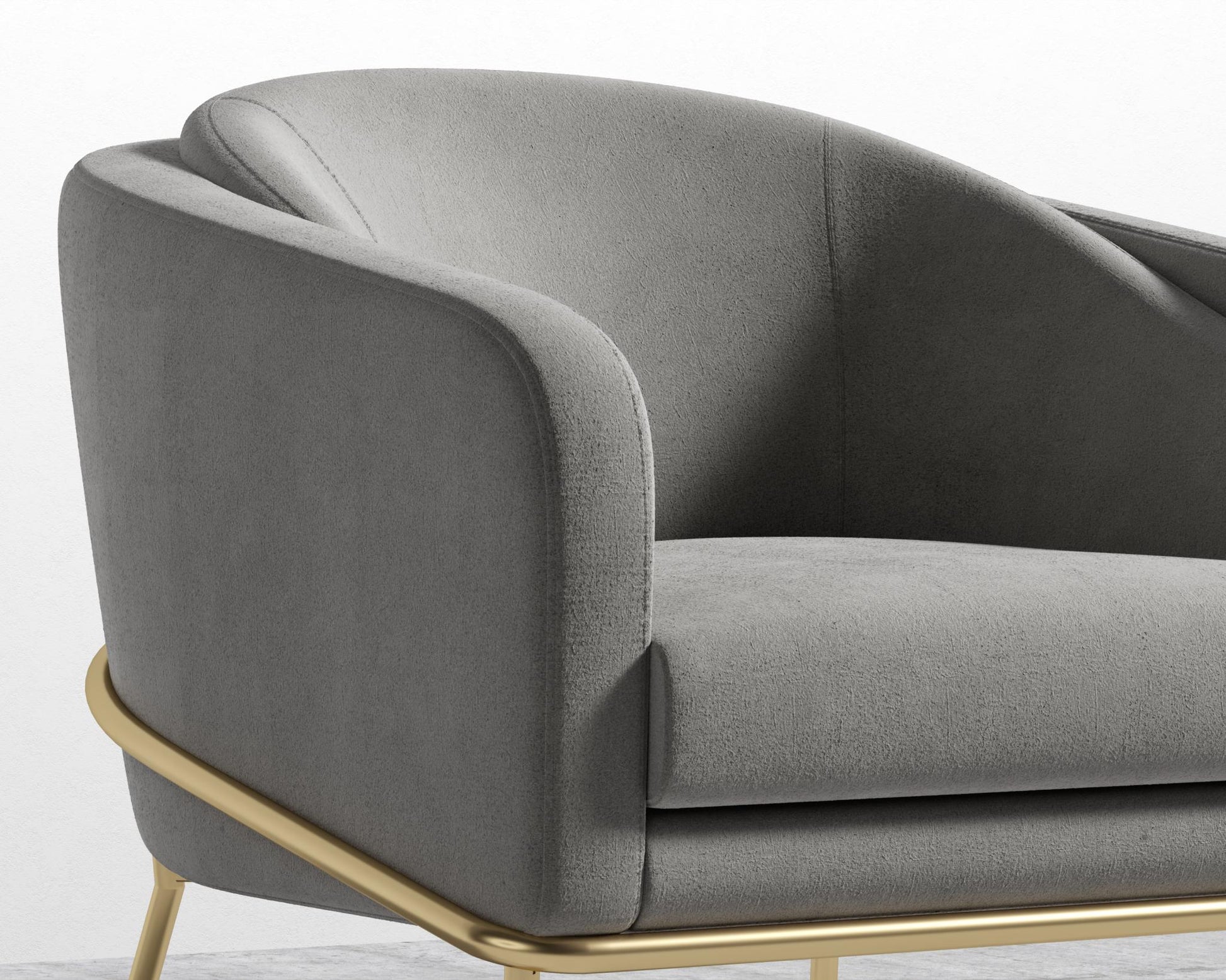 Angelo Lounge Chair - Venice Vegan Suede - Strato - Brass Frame