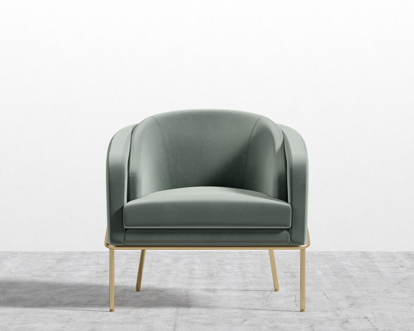 Angelo Lounge Chair - Plush Velvet - Moonstone - Brass Frame