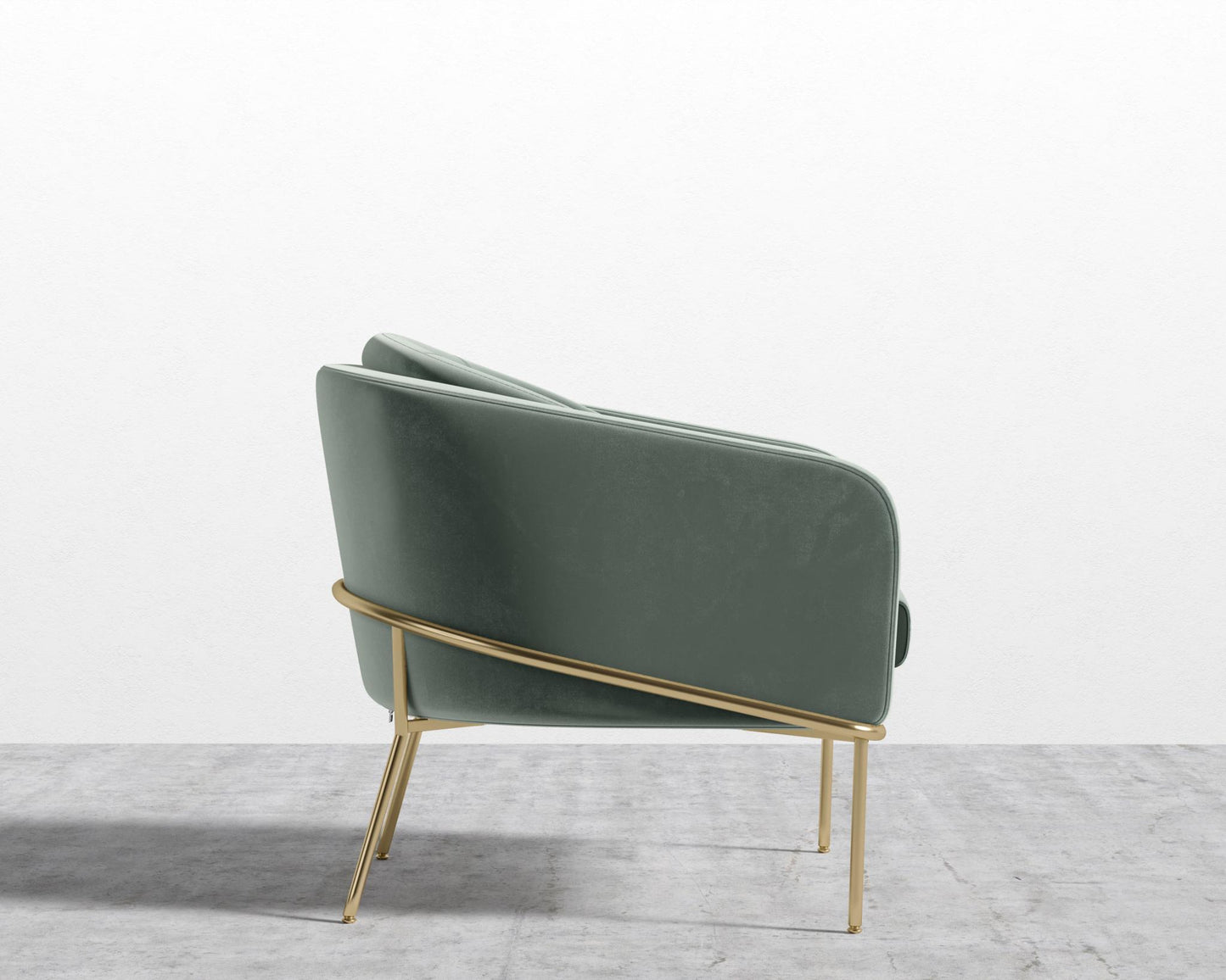 Angelo Lounge Chair - Plush Velvet - Moonstone - Brass Frame