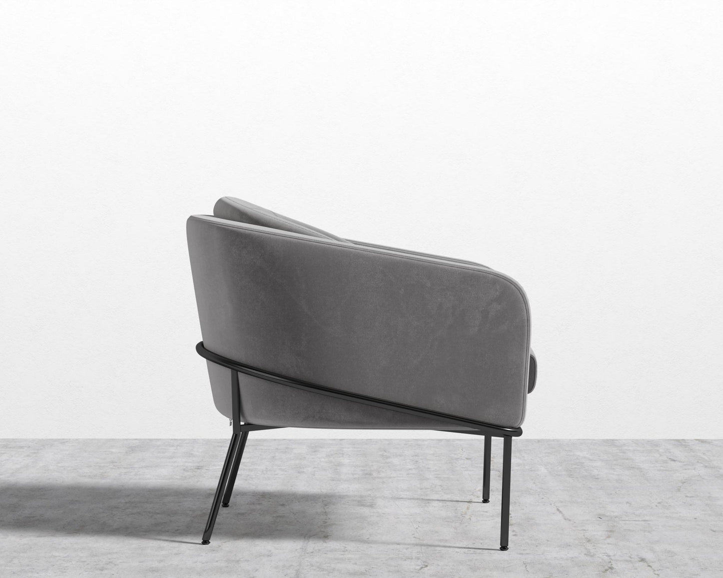 Angelo Lounge Chair - Plush Velvet - Glacier Grey - Black Frame