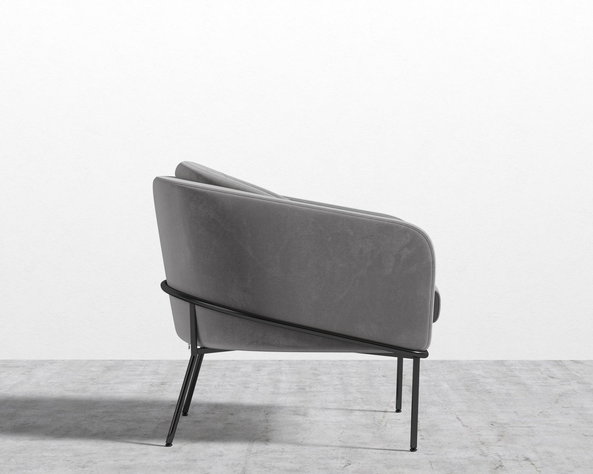 Angelo Lounge Chair - Plush Velvet - Glacier Grey - Black Frame