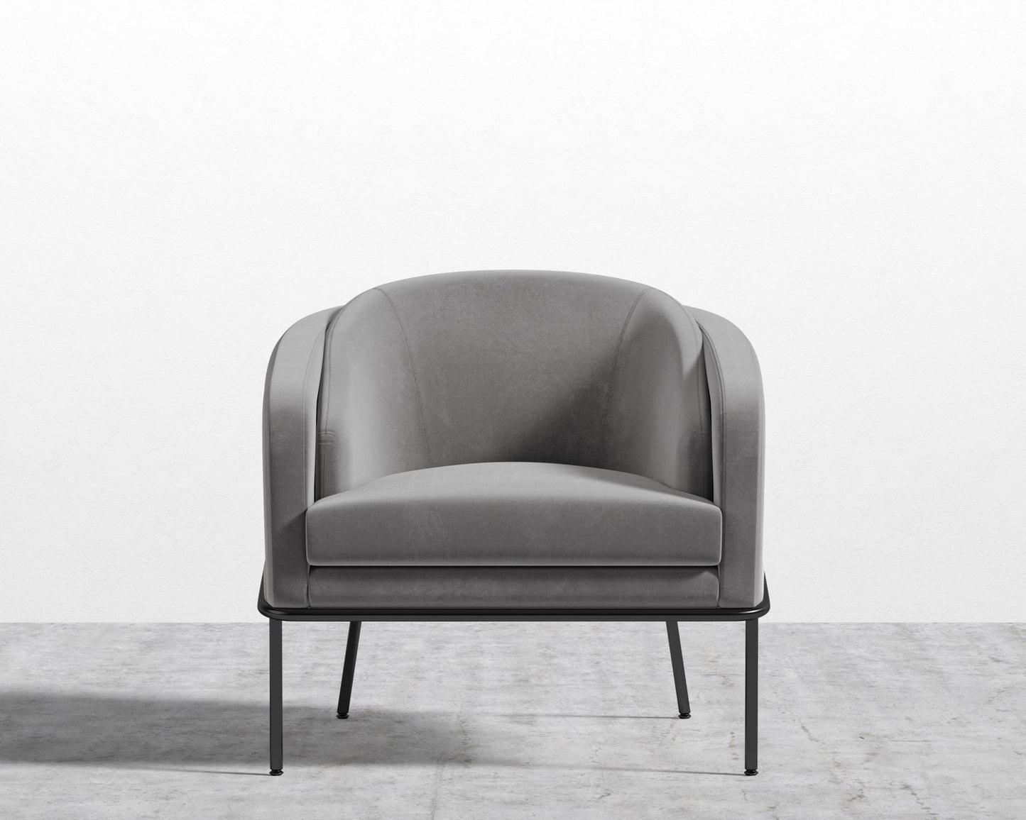 Angelo Lounge Chair - Plush Velvet - Glacier Grey - Black Frame