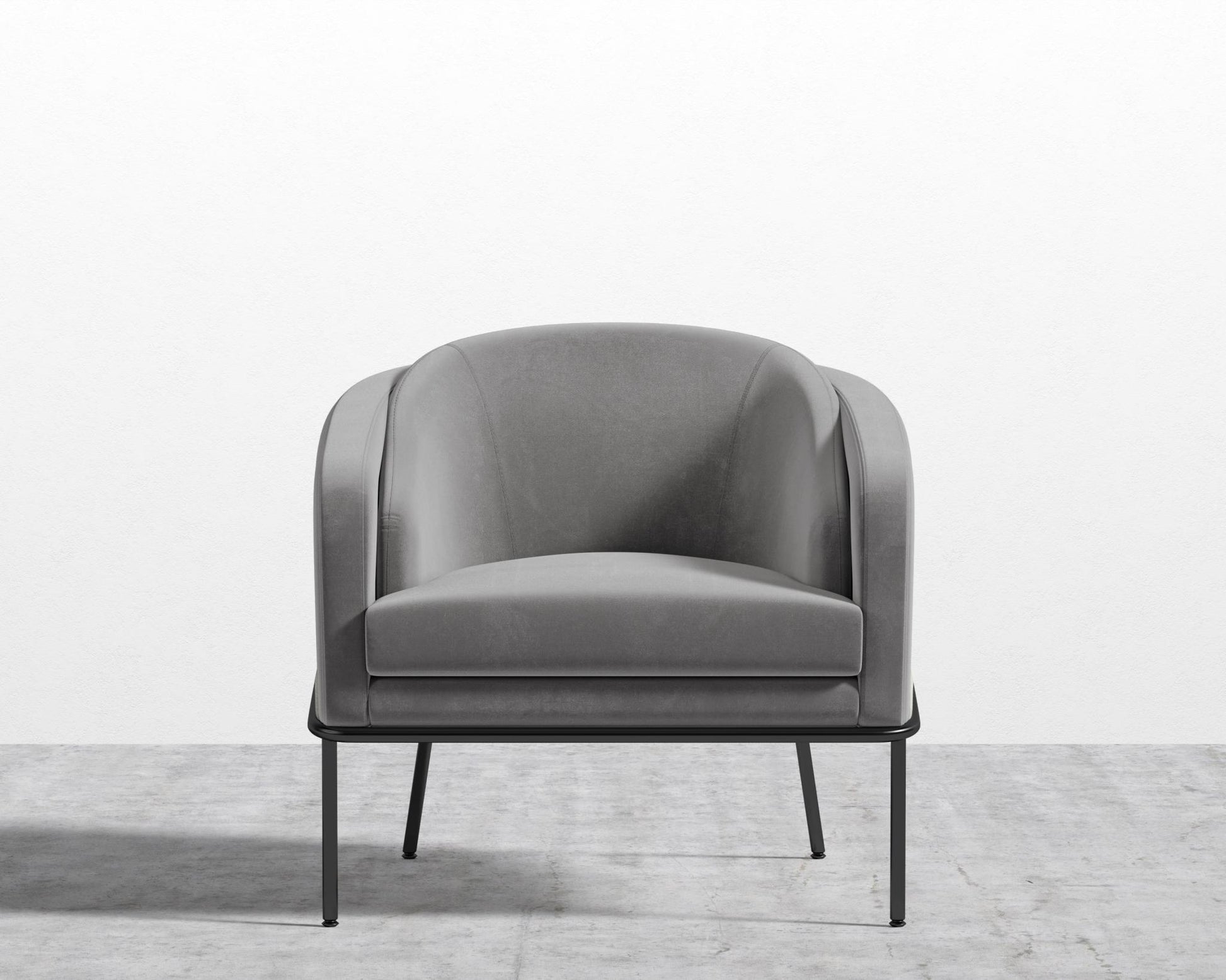 Angelo Lounge Chair - Plush Velvet - Glacier Grey - Black Frame
