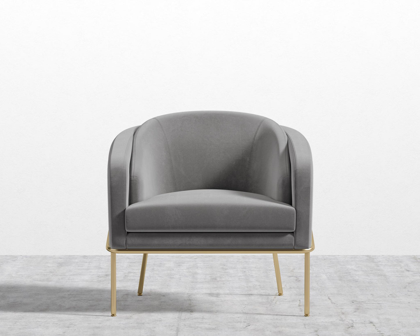 Angelo Lounge Chair - Plush Velvet - Glacier Grey - Brass Frame