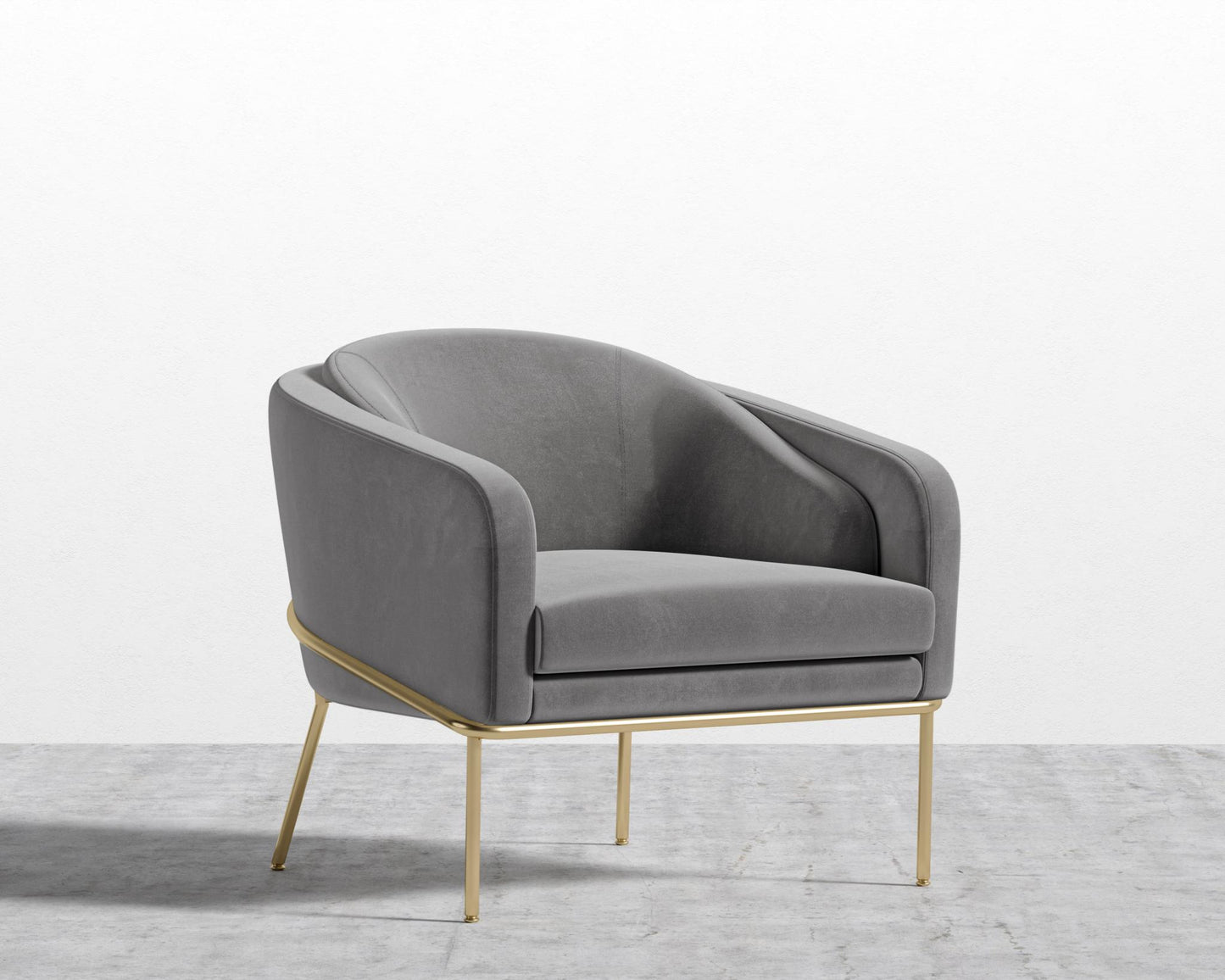 Angelo Lounge Chair - Plush Velvet - Glacier Grey - Brass Frame