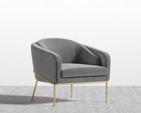 Angelo Lounge Chair - Plush Velvet - Glacier Grey - Brass Frame