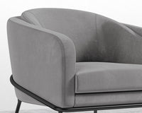 Angelo Lounge Chair - Plush Velvet - Glacier Grey - Black Frame