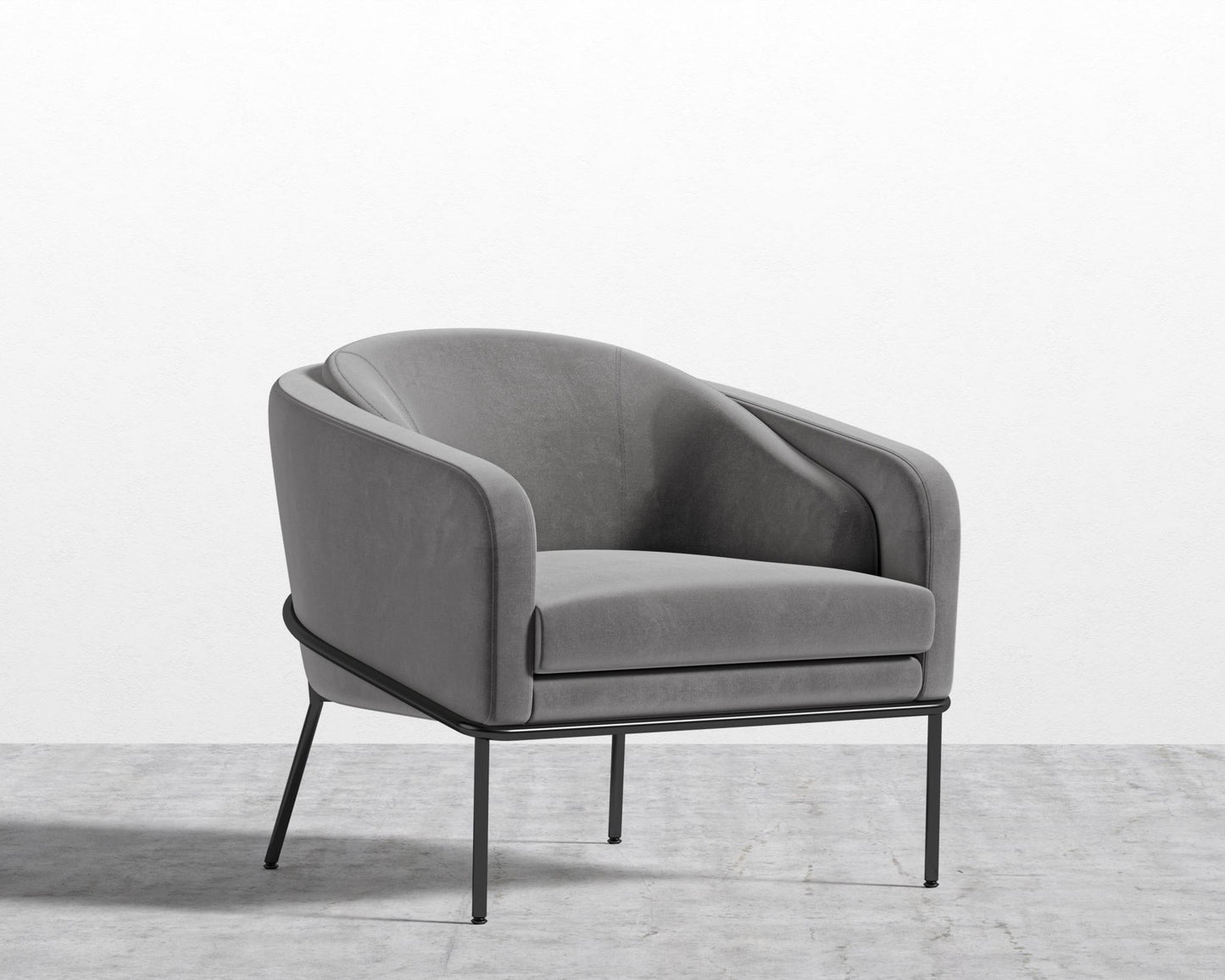 Angelo Lounge Chair - Plush Velvet - Glacier Grey - Black Frame