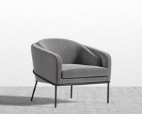 Angelo Lounge Chair - Plush Velvet - Glacier Grey - Black Frame