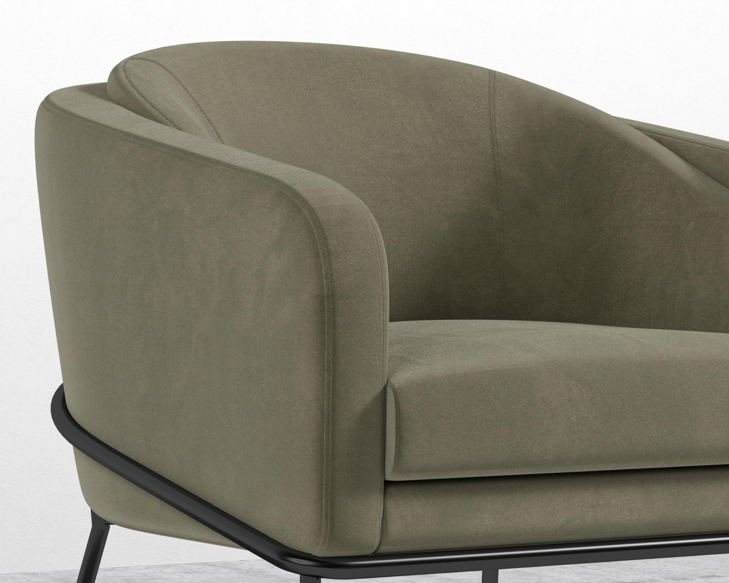 Angelo Lounge Chair - Signature Plush Velvet - Olive Green - Black Frame