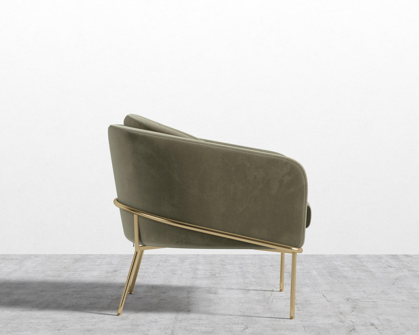 Angelo Lounge Chair - Signature Plush Velvet - Olive Green - Brass Frame