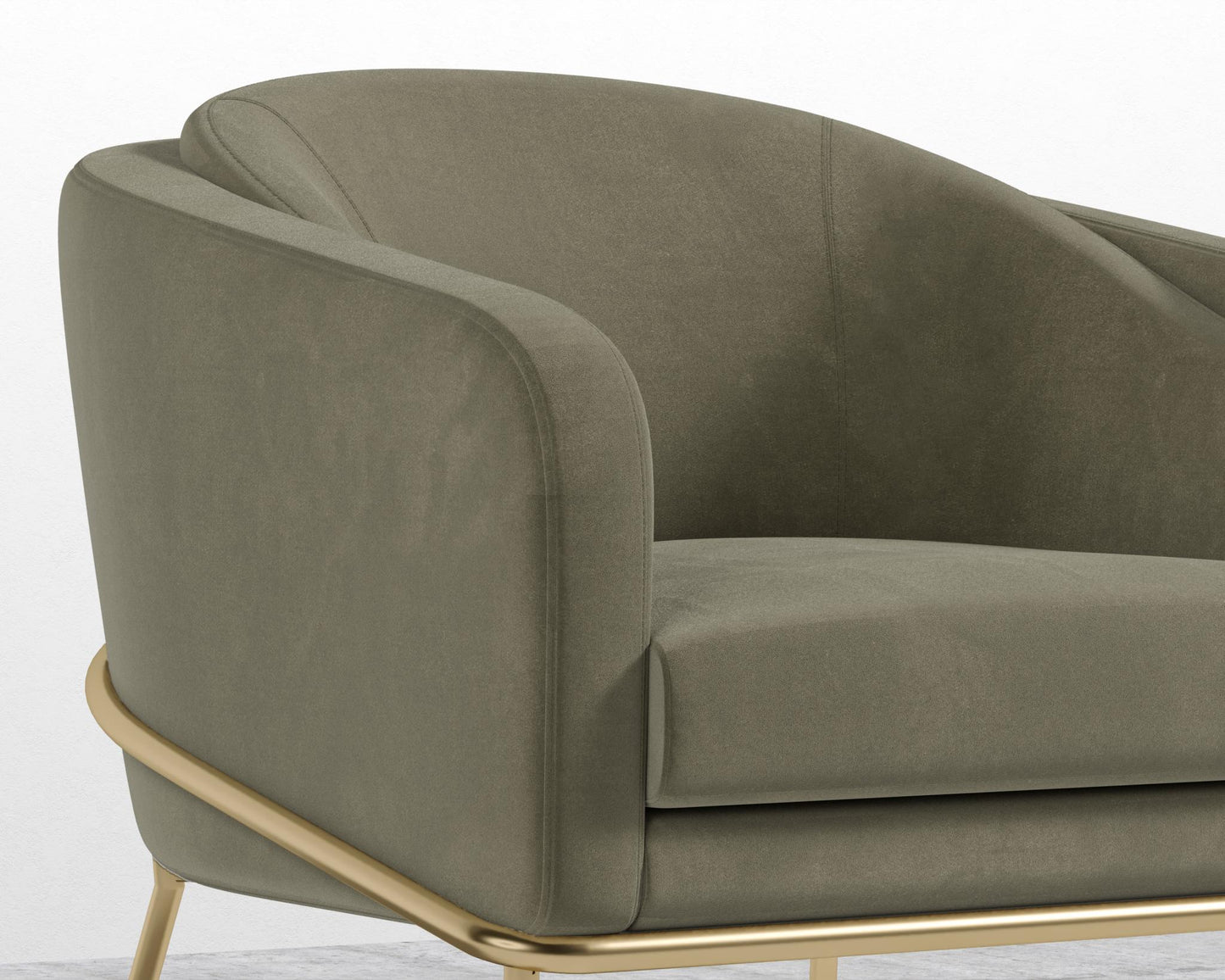 Angelo Lounge Chair - Signature Plush Velvet - Olive Green - Brass Frame