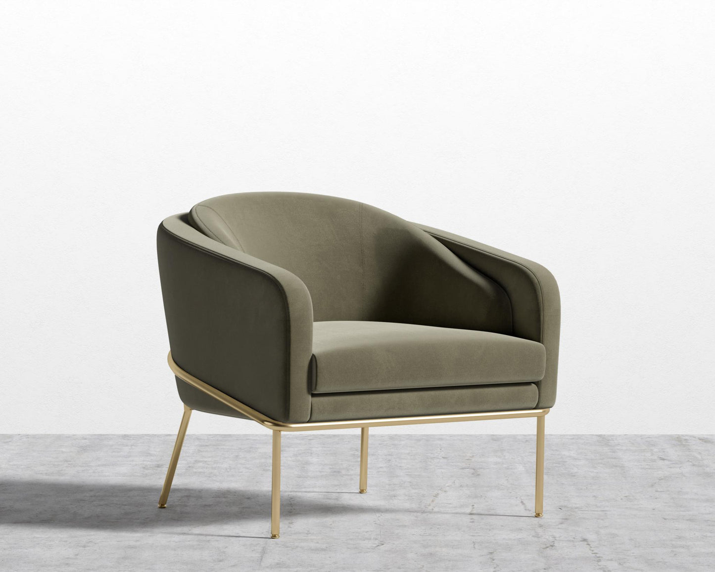 Angelo Lounge Chair - Signature Plush Velvet - Olive Green - Brass Frame