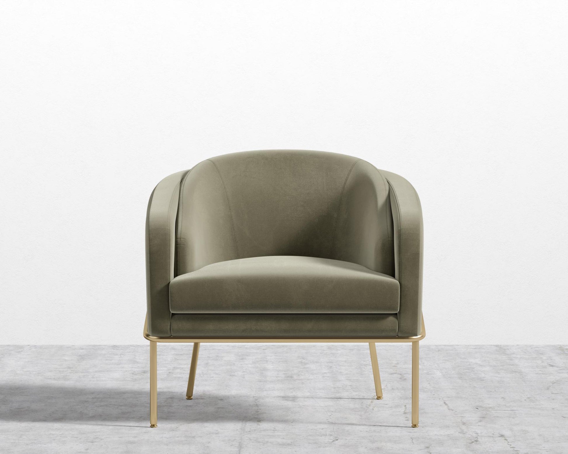 Angelo Lounge Chair - Signature Plush Velvet - Olive Green - Brass Frame