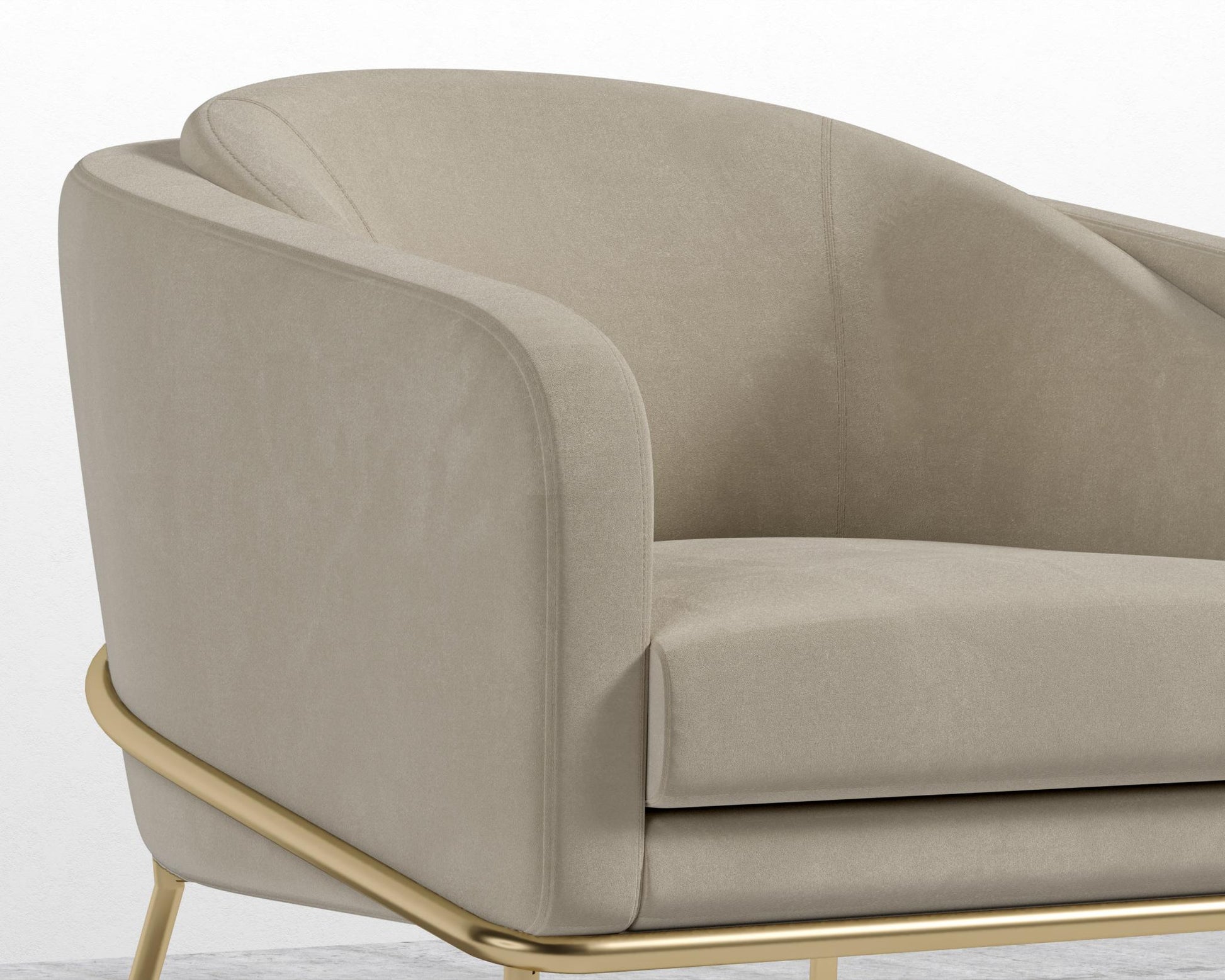 Angelo Lounge Chair - Signature Plush Velvet - Warm Taupe - Brass Frame