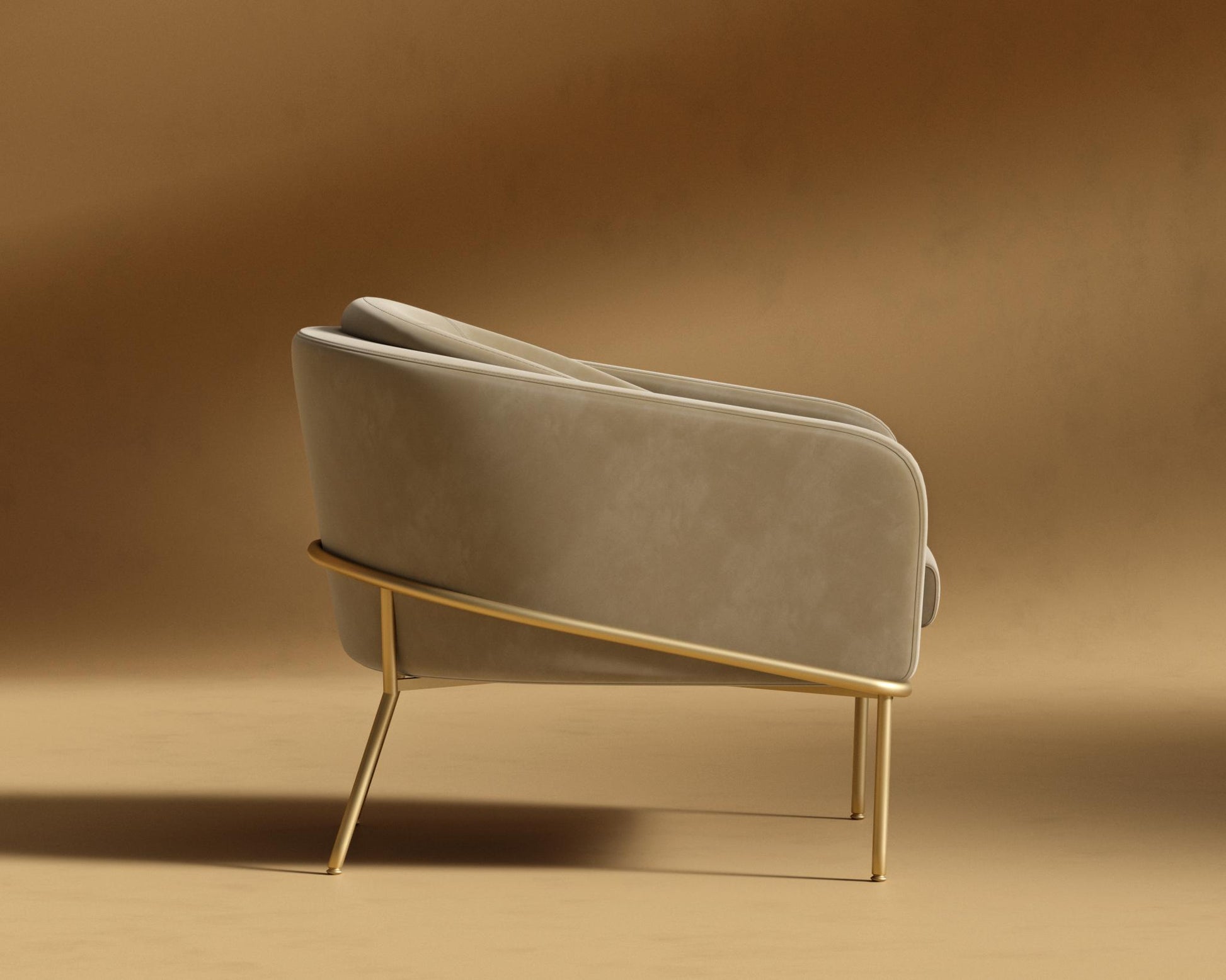 Angelo Lounge Chair - Plush Velvet - Dune - Brass Frame