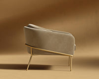 Angelo Lounge Chair - Plush Velvet - Dune - Brass Frame