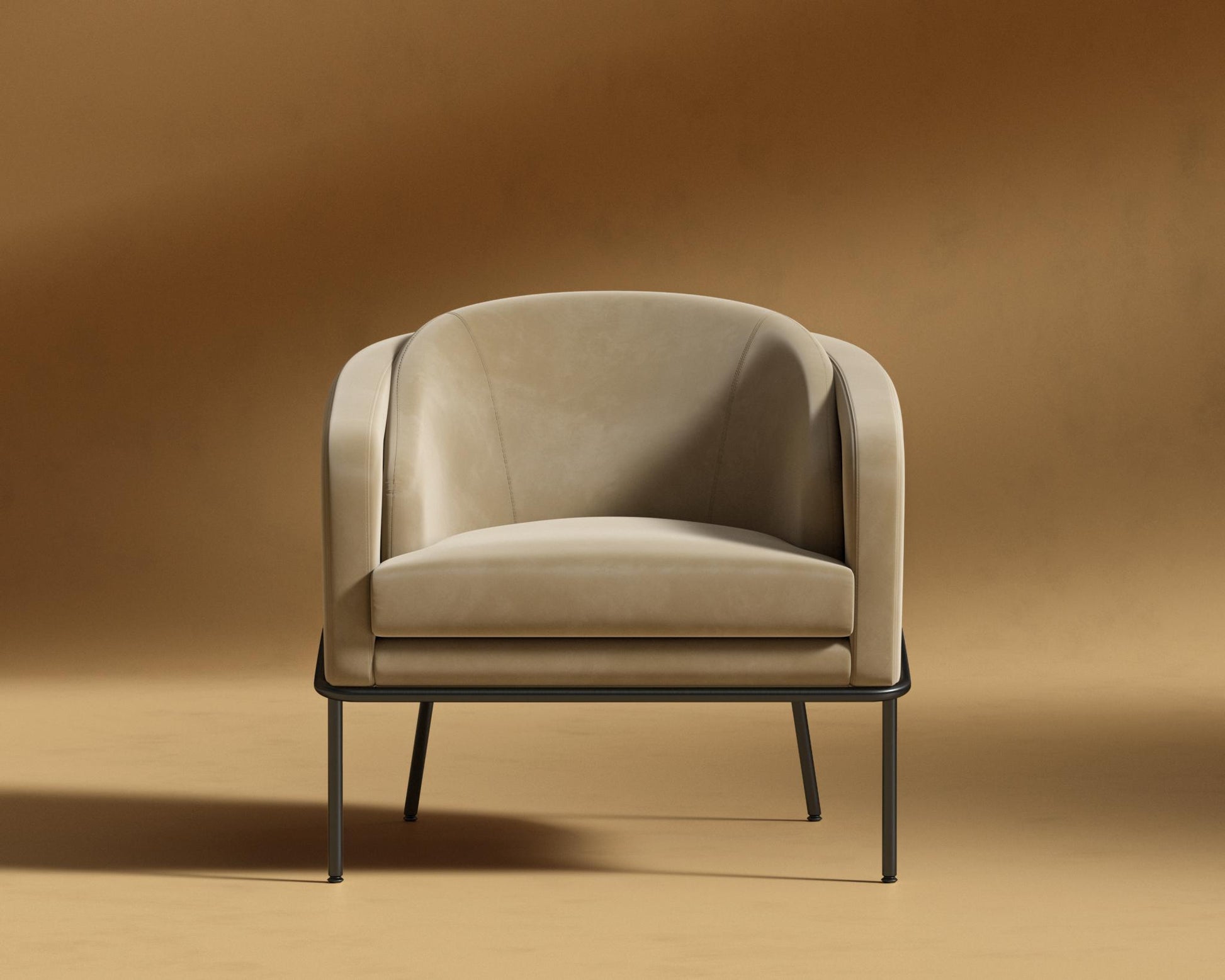 Angelo Lounge Chair - Plush Velvet - Dune - Black Frame