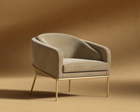 Angelo Lounge Chair - Plush Velvet - Dune - Brass Frame