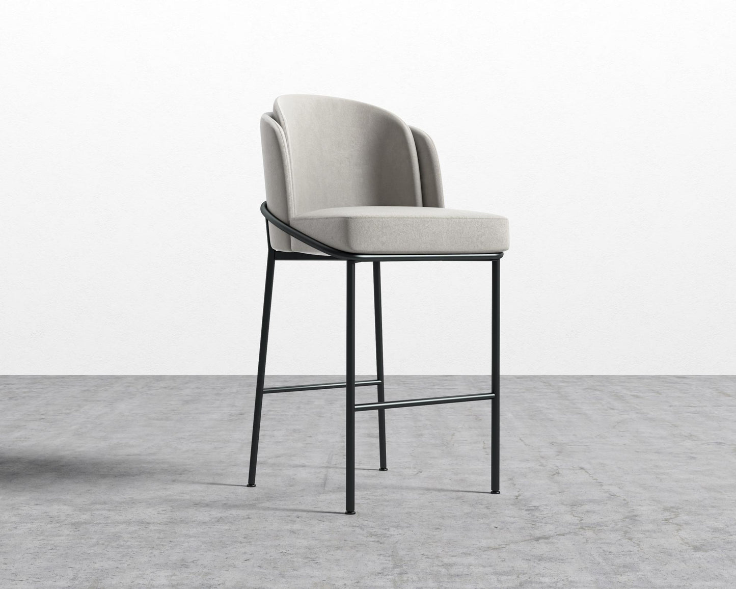 Angelo Bar Stool - Venice Suede - Chiffon - Black Frame