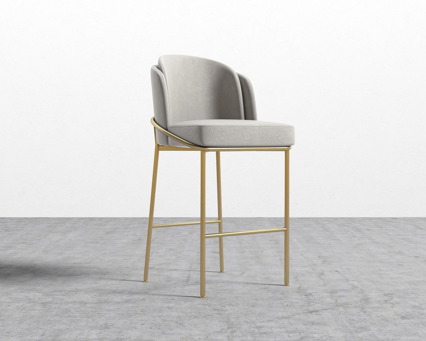 Angelo Bar Stool - Venice Suede - Chiffon - Gold Frame