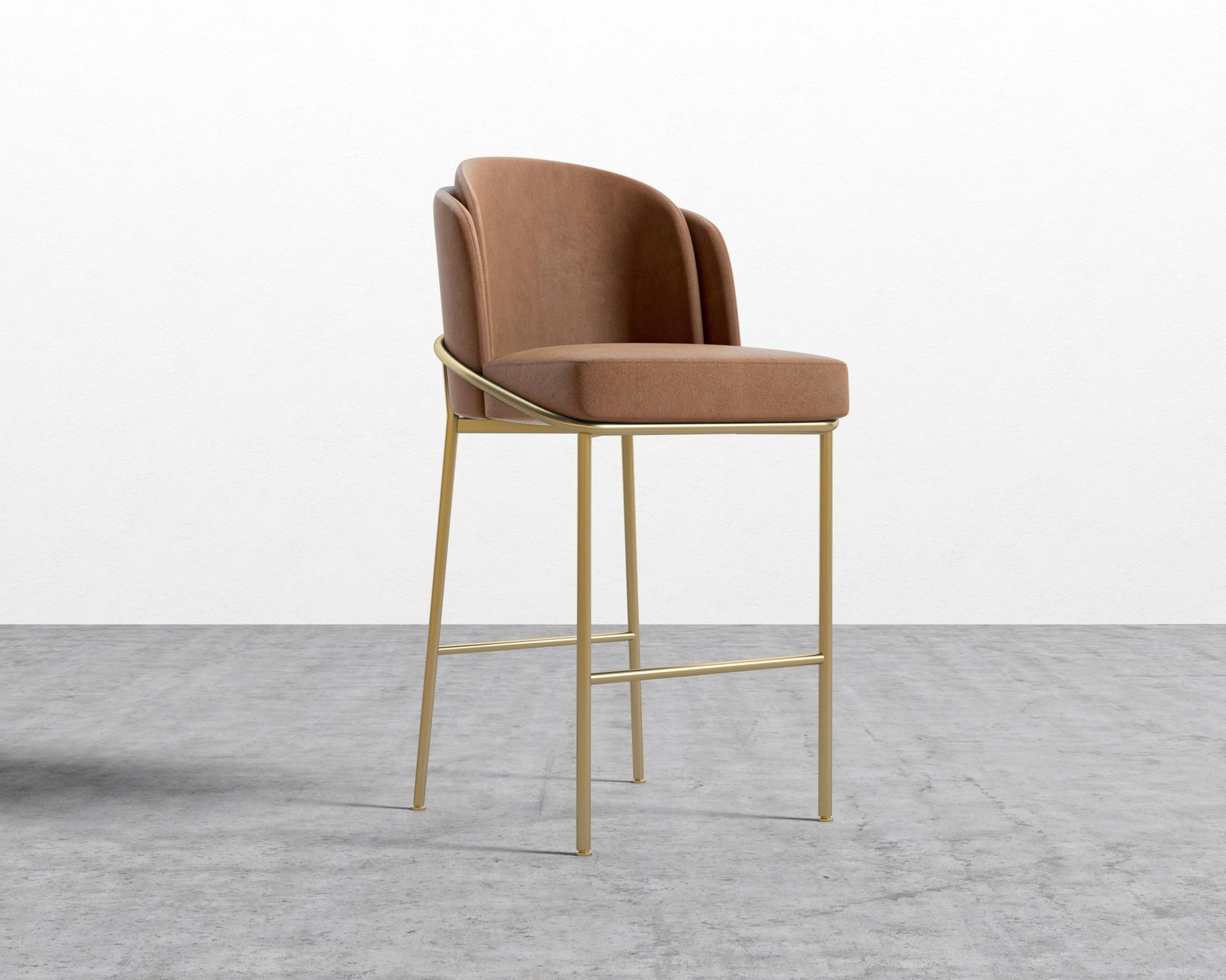 Angelo Bar Stool - Venice Suede - Cider - Gold Frame
