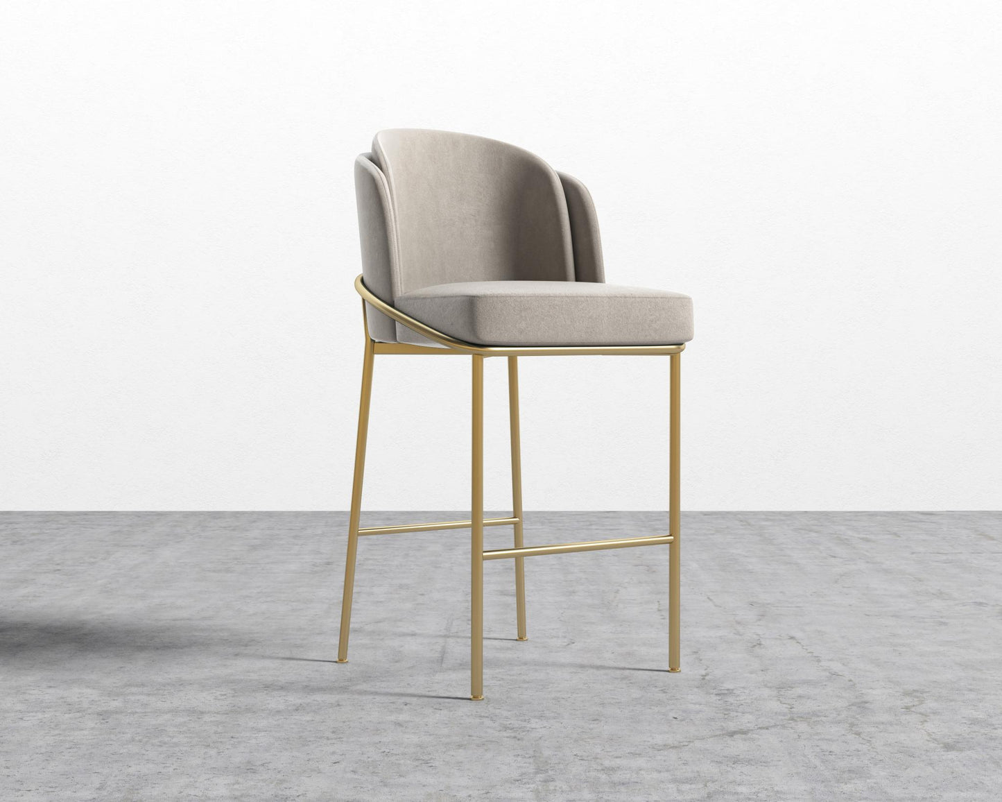 Angelo Bar Stool - Venice Suede - Latte - Gold Frame