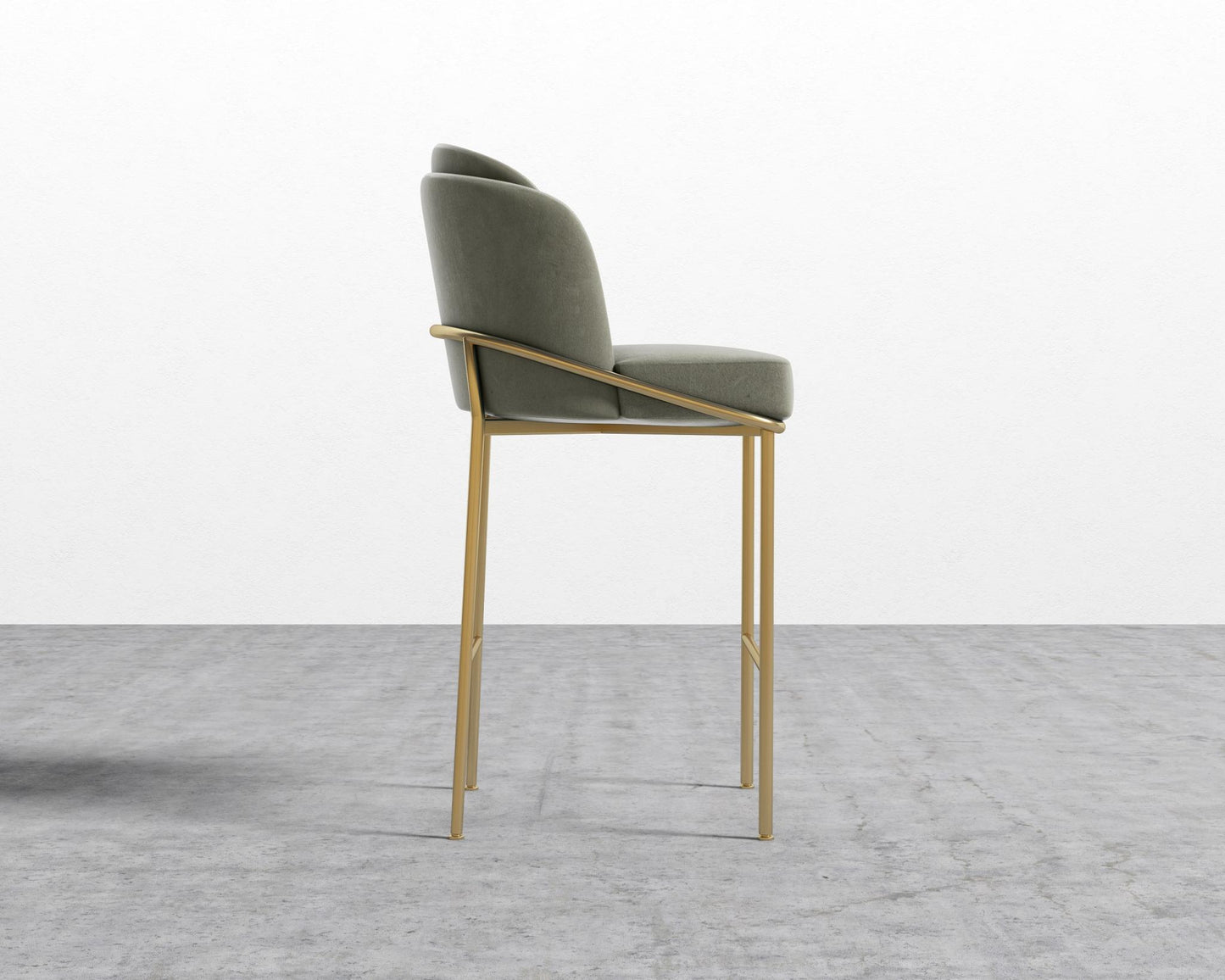 Angelo Bar Stool - Venice Suede - Sage - Gold Frame