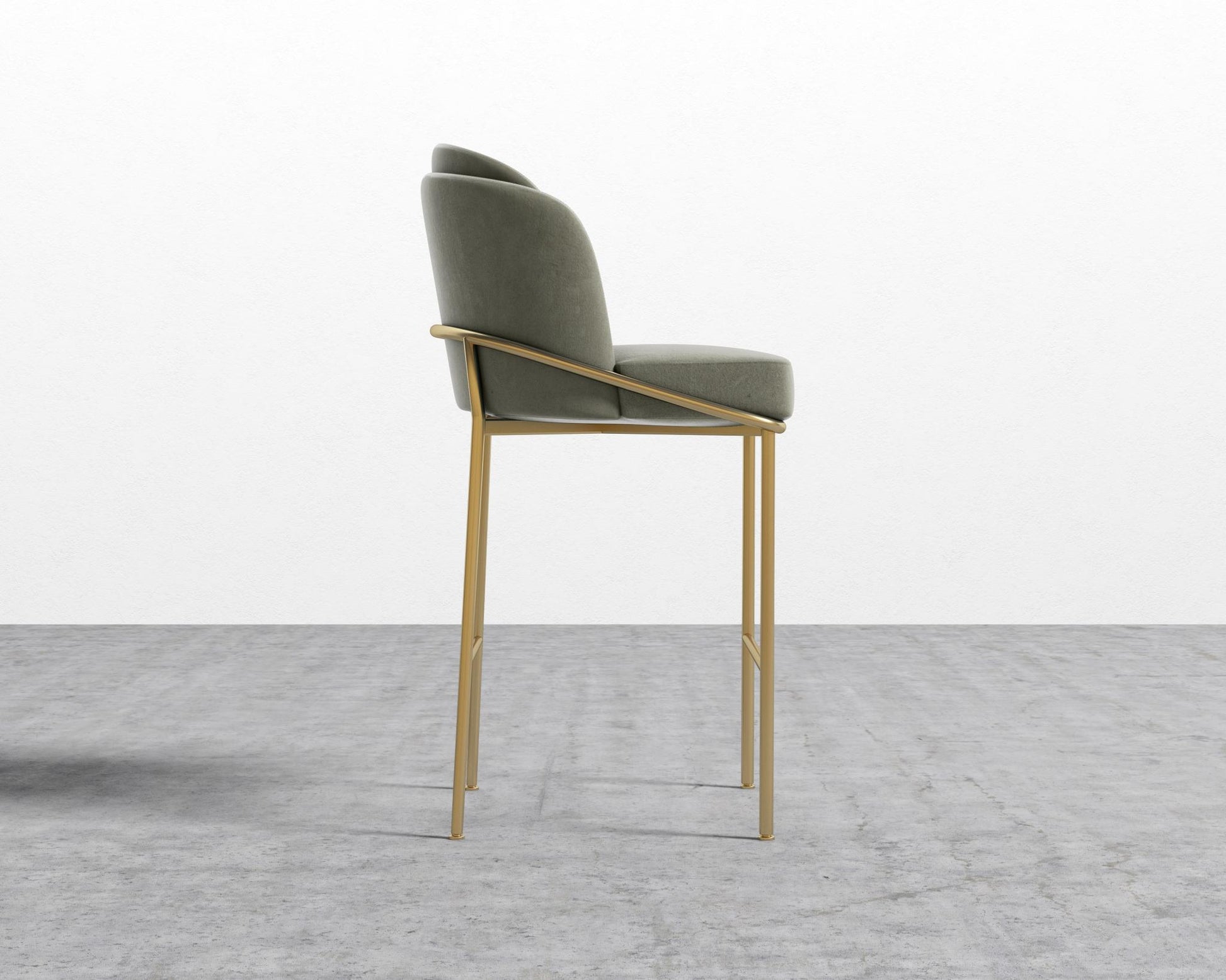 Angelo Bar Stool - Venice Suede - Sage - Gold Frame
