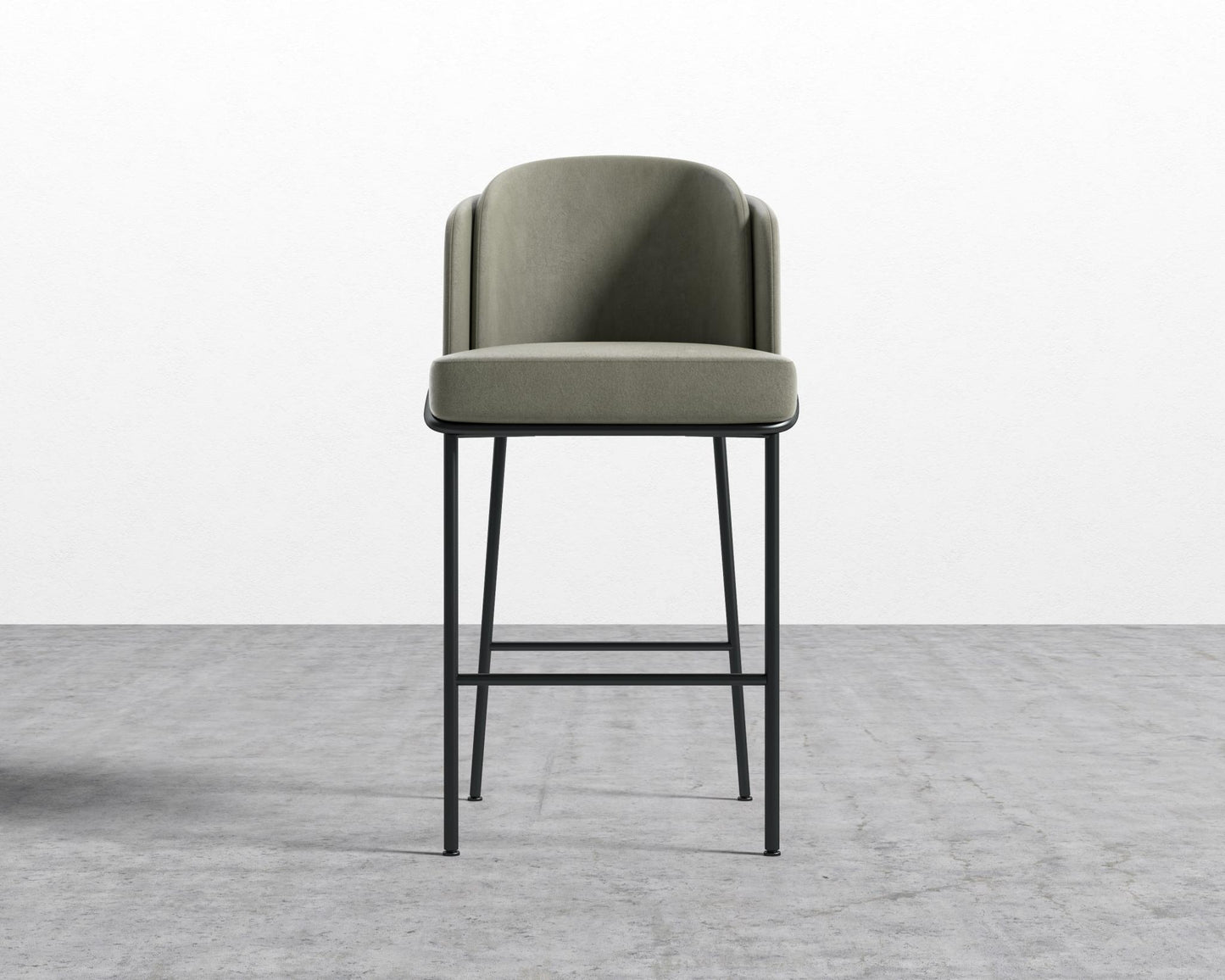 Angelo Bar Stool - Venice Suede - Sage - Black Frame