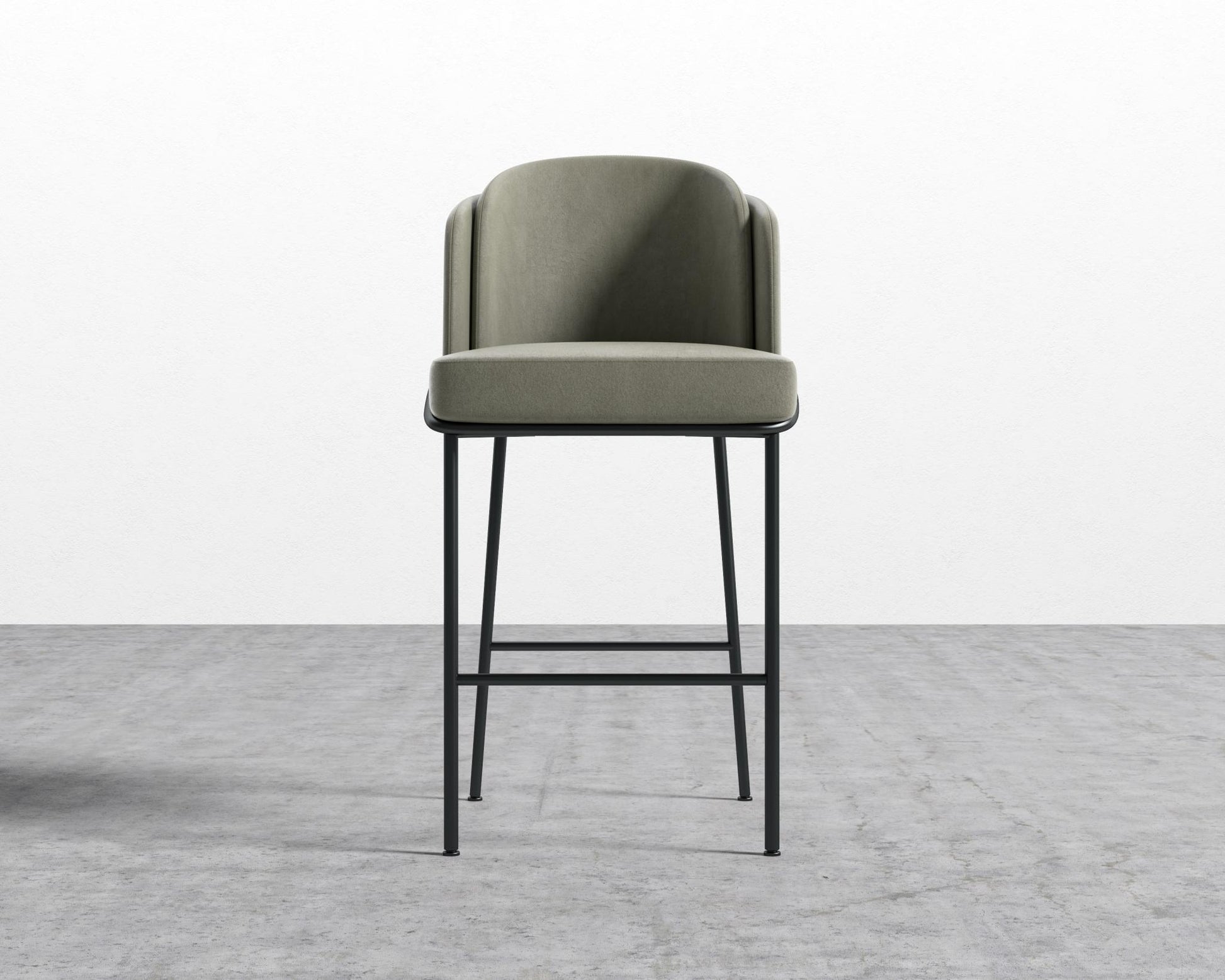Angelo Bar Stool - Venice Suede - Sage - Black Frame