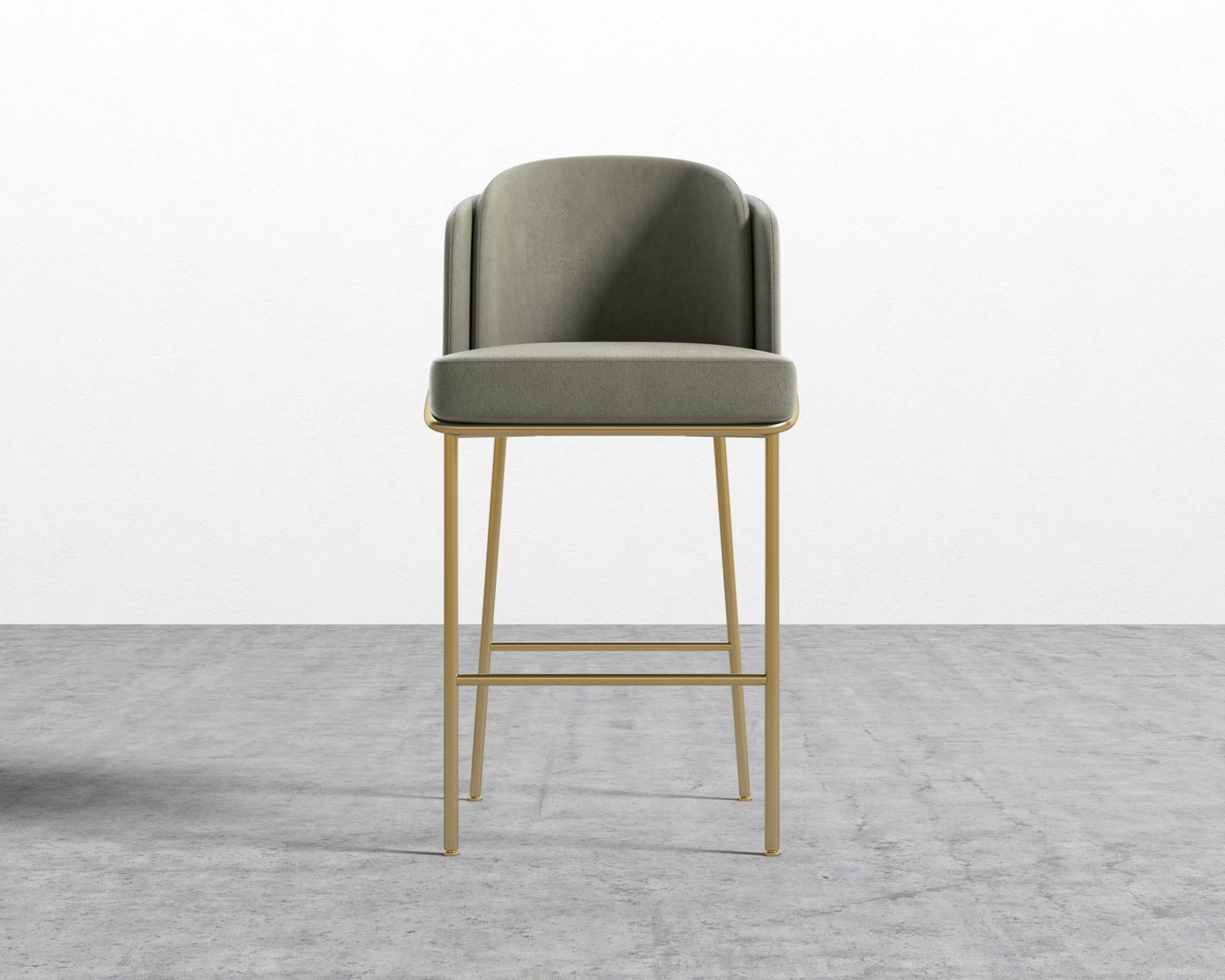 Angelo Bar Stool - Venice Suede - Sage - Gold Frame