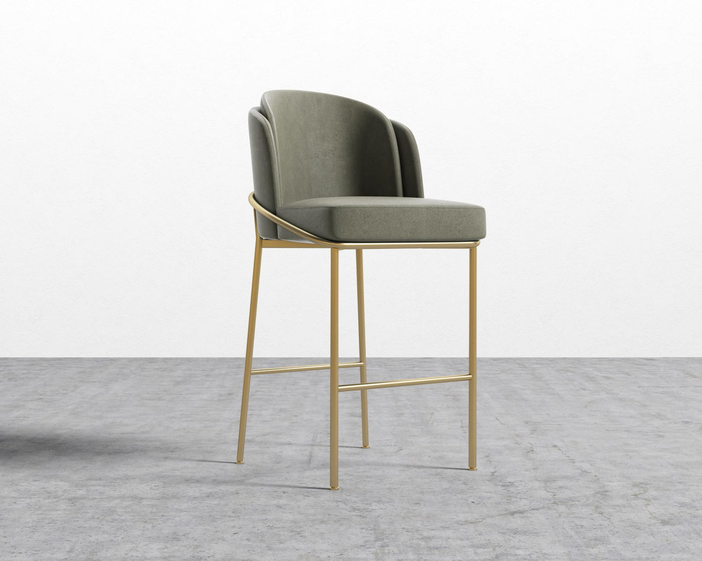 Angelo Bar Stool - Venice Suede - Sage - Gold Frame