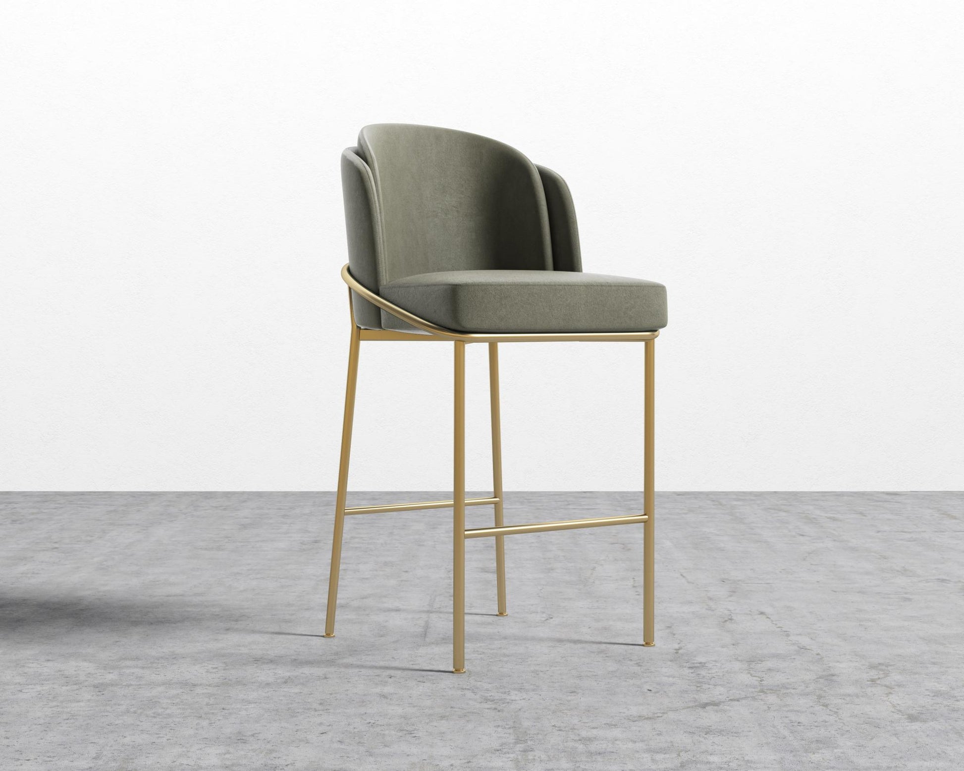 Angelo Bar Stool - Venice Suede - Sage - Gold Frame