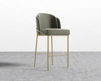 Angelo Bar Stool - Venice Suede - Sage - Gold Frame