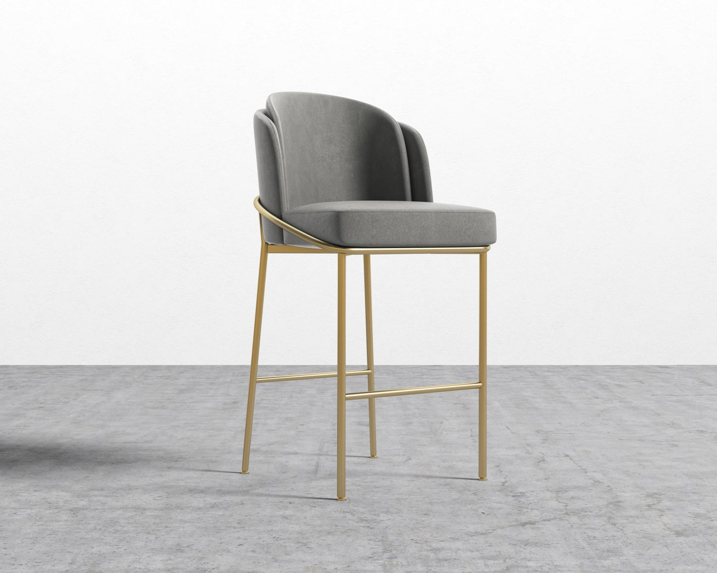 Angelo Bar Stool - Venice Suede - Strato - Gold Frame