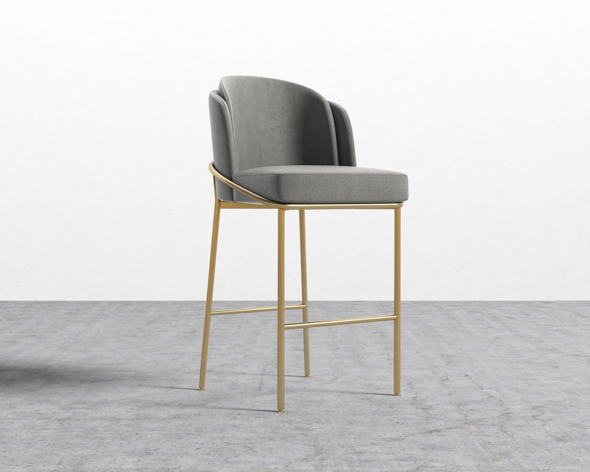 Angelo Bar Stool - Venice Suede - Strato - Gold Frame