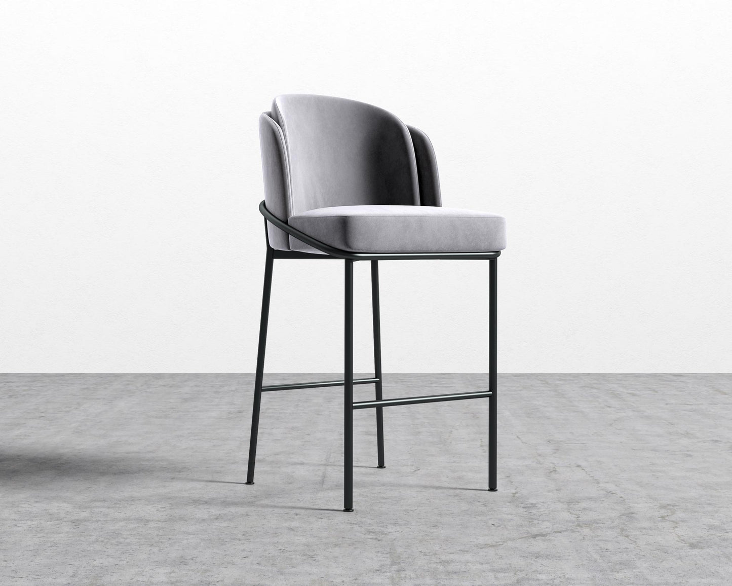 Angelo Barstool - Vintage Velvet - Glacier Grey - Black Frame