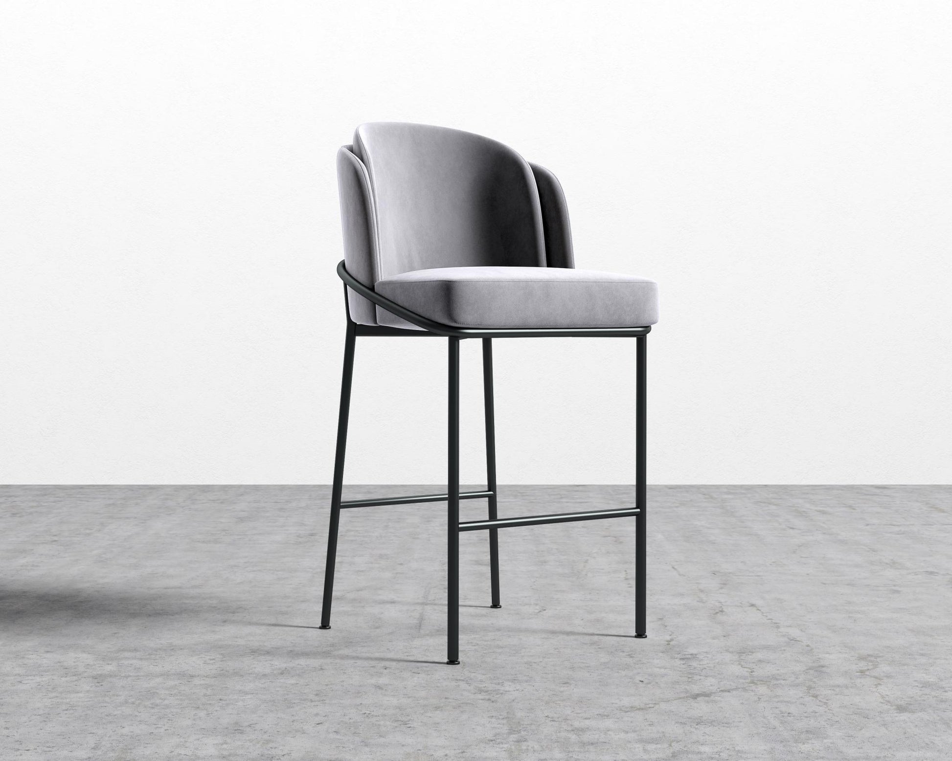 Angelo Barstool - Vintage Velvet - Glacier Grey - Black Frame