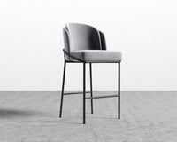 Angelo Barstool - Vintage Velvet - Glacier Grey - Black Frame