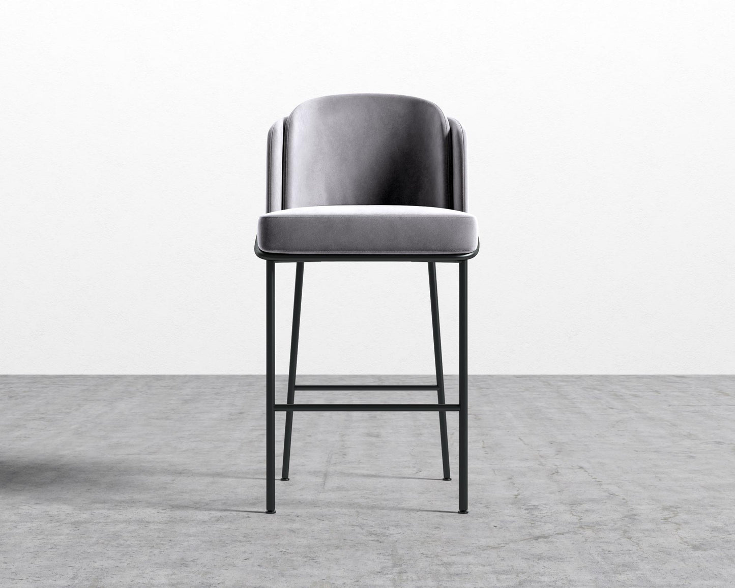Angelo Barstool - Vintage Velvet - Glacier Grey - Black Frame