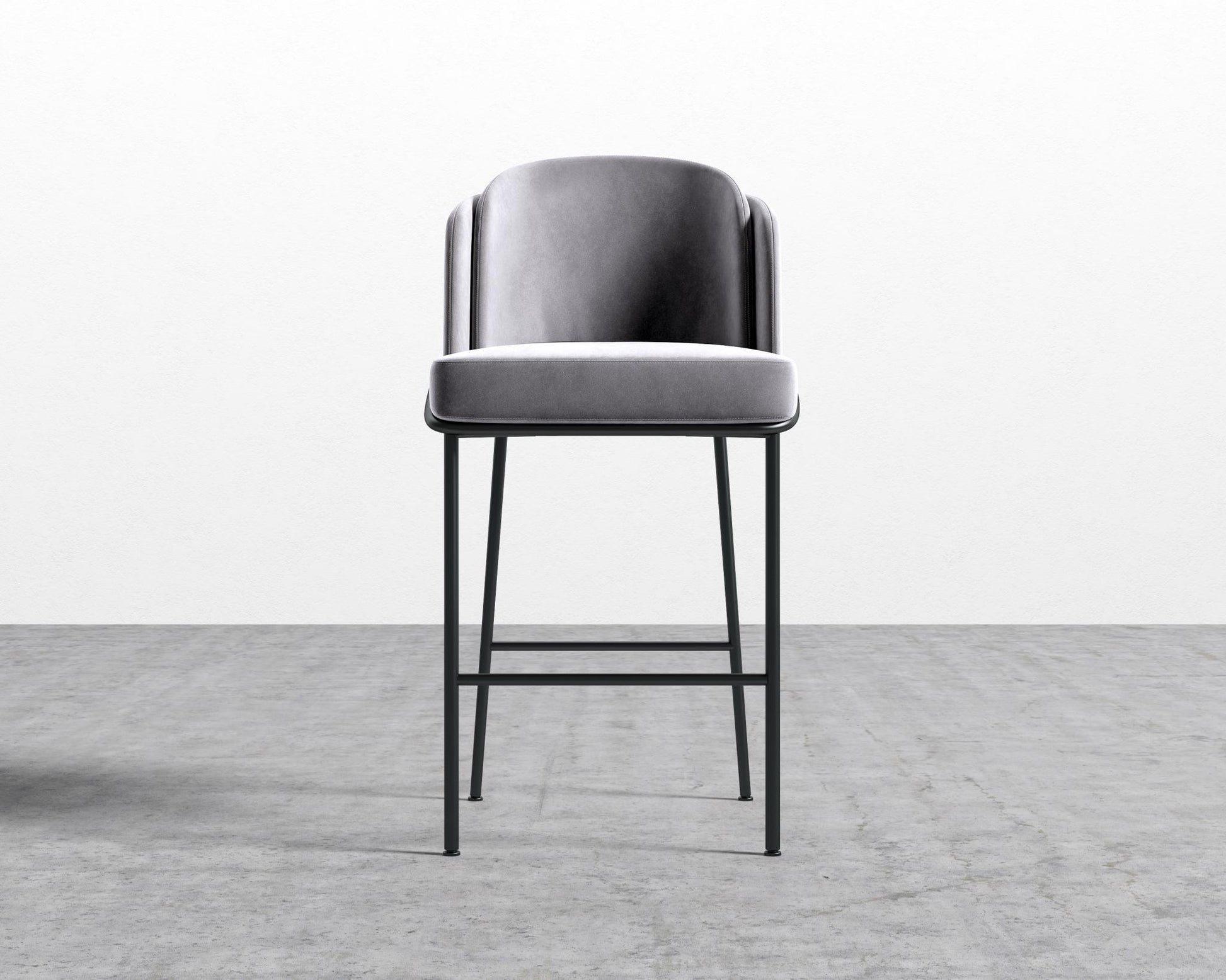Angelo Barstool - Vintage Velvet - Glacier Grey - Black Frame