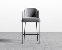 Angelo Barstool - Vintage Velvet - Glacier Grey - Black Frame