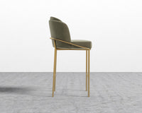 Angelo Bar Stool - Plush Velvet - Olive Green - Brass