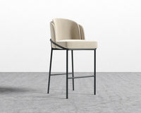 Angelo Bar Stool - Plush Velvet - Warm Taupe - Black