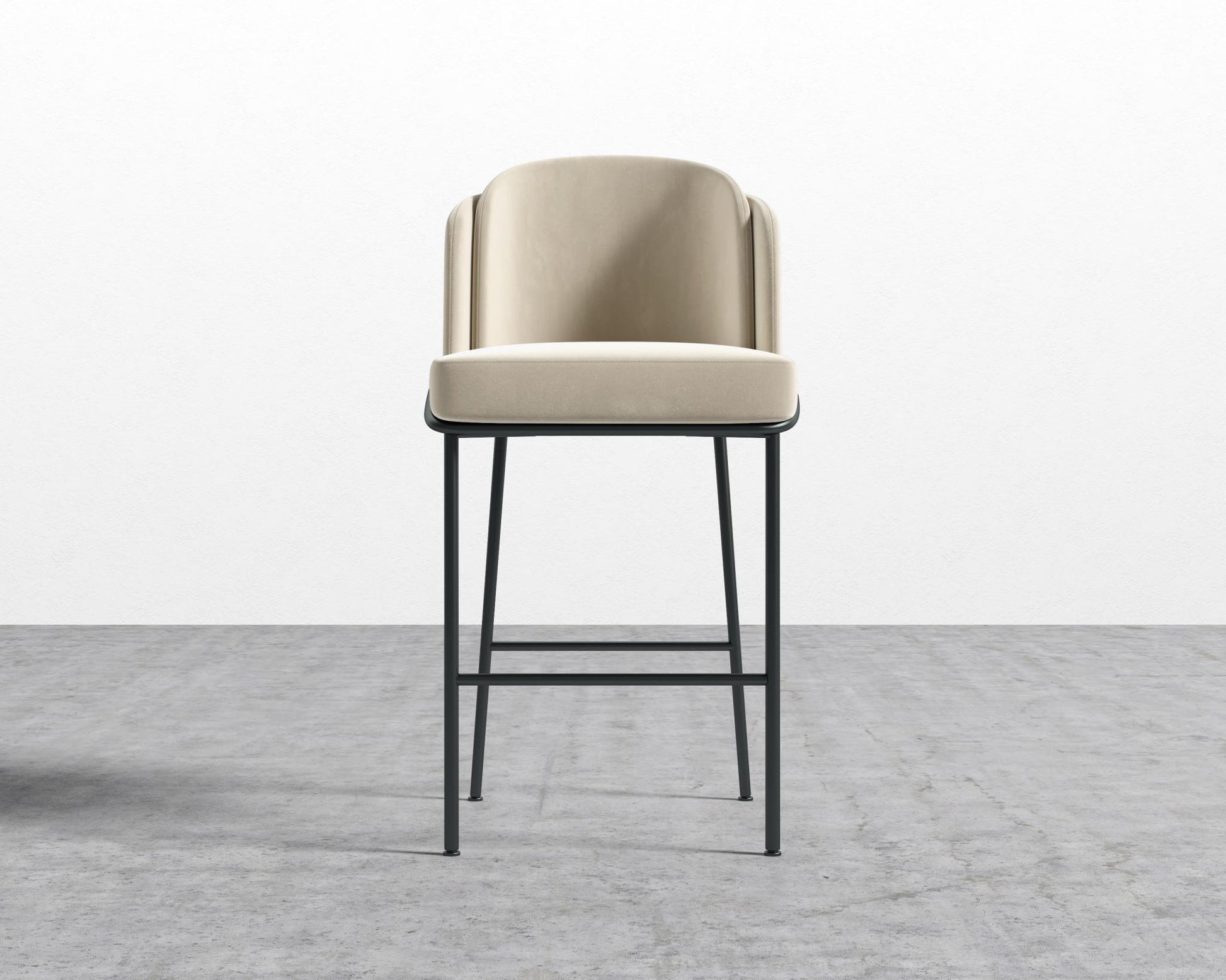 Angelo Bar Stool - Plush Velvet - Warm Taupe - Black