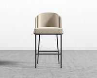 Angelo Bar Stool - Plush Velvet - Warm Taupe - Black