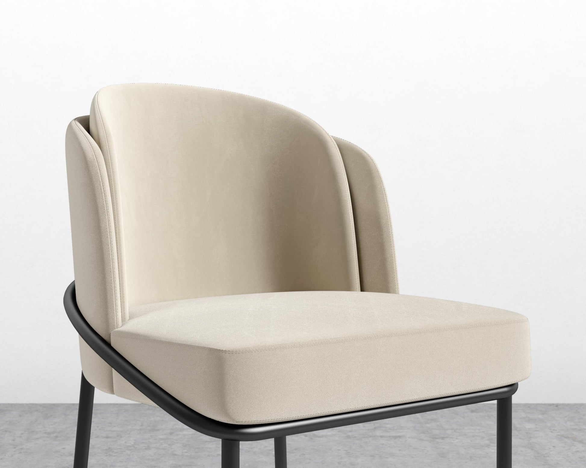 Angelo Bar Stool - Plush Velvet - Warm Taupe - Black