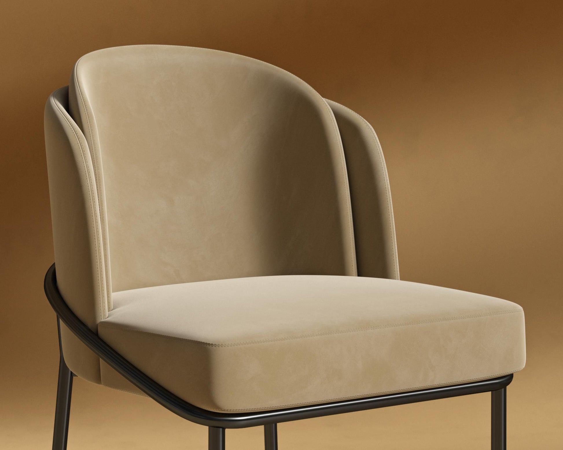 Angelo Bar Stool - Plush Velvet - Dune - Black