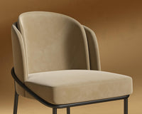 Angelo Bar Stool - Plush Velvet - Dune - Black